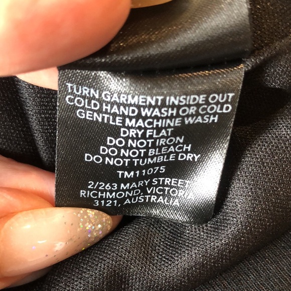 Tiger Mist black crop top long sleeve slight flare sexy festival top lined S - Picture 9 of 9